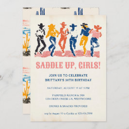 Modern Cowgirls Dancing Adult 30th Birthday Party 招待状