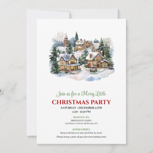 Modern cozy Christmas scene holiday celebration  招待状 (正面)