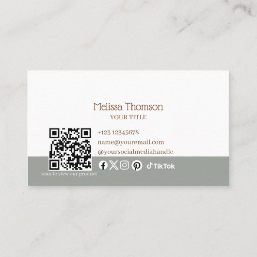 Modern Cozy Minimalist Gingham Handmade Artisan 名刺 (裏面)