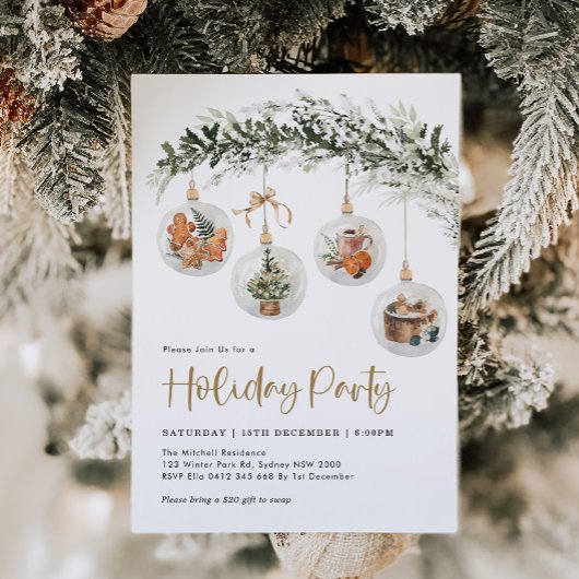 Modern Cozy Winter Ornament Holiday Party 招待状