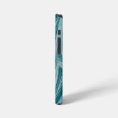 Modern Cracked Gold blue marble Stylist iPhoneケース (左側面)