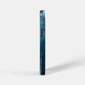 Modern Cracked Gold blue marble Stylist iPhoneケース (右側面)