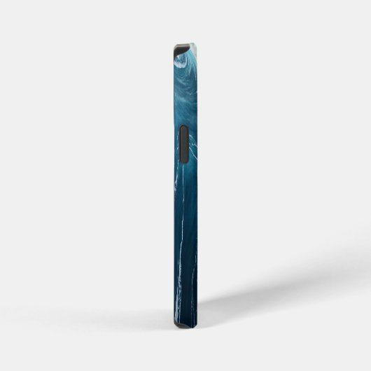 Modern Cracked Gold blue marble Stylist iPhoneケース (右側面)