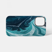 Modern Cracked Gold blue marble Stylist iPhoneケース (裏面横)