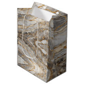 Modern Cracked Gold  marble ミディアムペーパーバッグ (正面アングル)