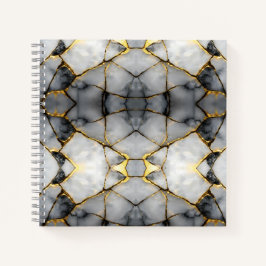 Modern Cracked Gold White & black marble ノートブック