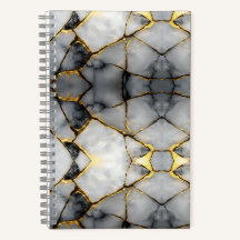 Modern Cracked Gold White & black marble