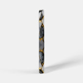 Modern Cracked Gold White & black marble iPhoneケース (右側面)