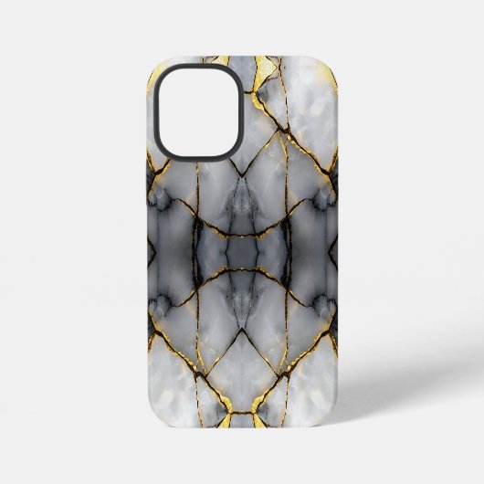 Modern Cracked Gold White & black marble iPhoneケース (裏面)