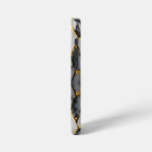 Modern Cracked Gold White & black marble iPhoneケース (左側面)