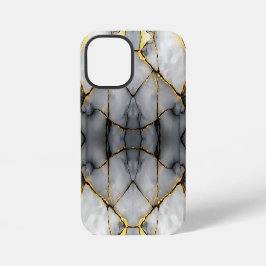 Modern Cracked Gold White & black marble iPhone 12 Miniケース