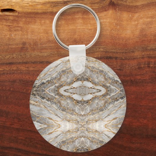Modern Cracked Gold White marble キーホルダー (裏面)
