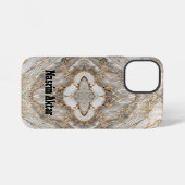 Modern Cracked Gold White marble iPhoneケース (裏面横)