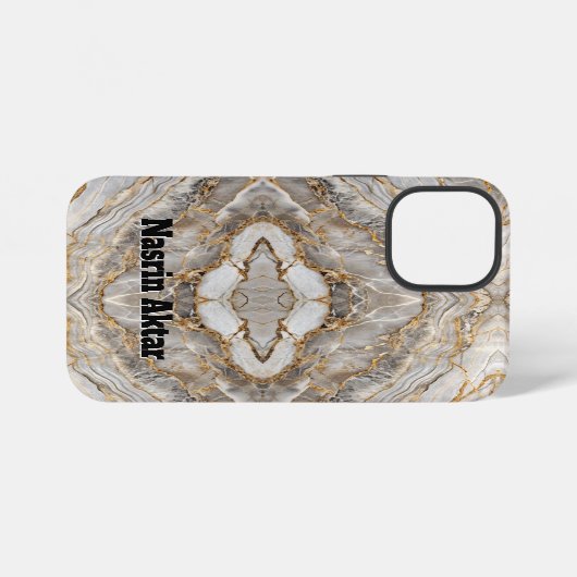 Modern Cracked Gold White marble iPhoneケース (裏面横)