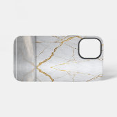 Modern Cracked Gold White marble Stylist iPhoneケース (裏面横)