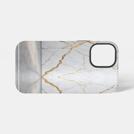 Modern Cracked Gold White marble Stylist  iPhoneケース (裏面横)