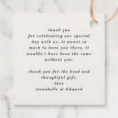 Modern cream black minimal contemporary wedding フェイバータグ (裏面)