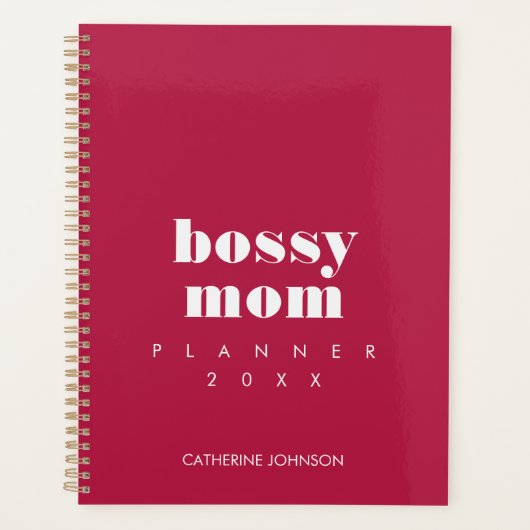 Modern Cream Burgundy Cool Bossy Mom 2026 プランナー手帳 (正面)