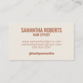 Modern cream hair stylist typography  名刺 (裏面)