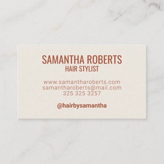 Modern cream hair stylist typography  名刺 (裏面)