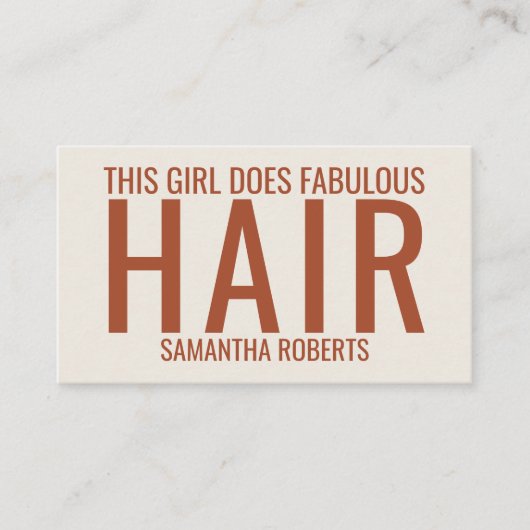 Modern cream hair stylist typography  名刺 (正面)