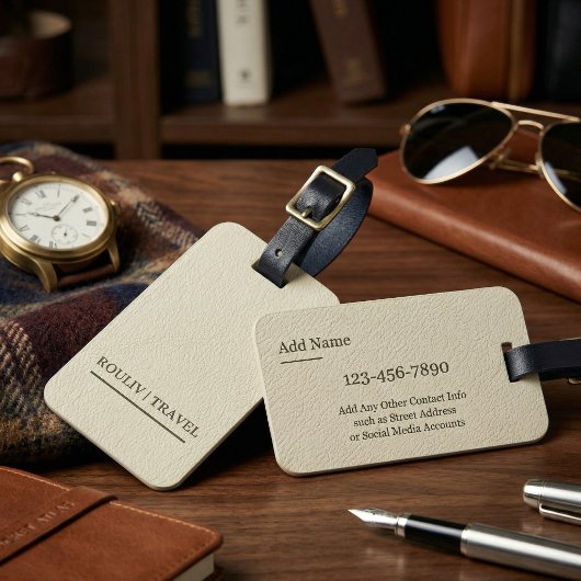 Modern Cream Luggage Tag - ROULIV Travel Signature ラゲッジタグ