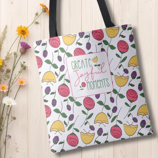 Modern Create Joyful Moments Floral Tote Bag トートバッグ