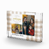 Modern Create your own Beige Family Photo フォトブロック (右)