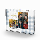 Modern Create your own Dusty Blue Family Photo フォトブロック (右)