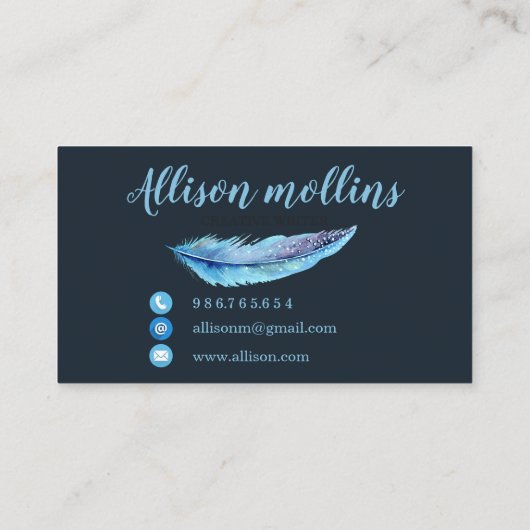 Modern Creative Writer Feather Logo 名刺 (裏面)