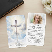 Modern Cross Celebration of Life Photo Cards