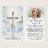 Modern Cross In Loving Memory Prayer Cards (正面&裏面)