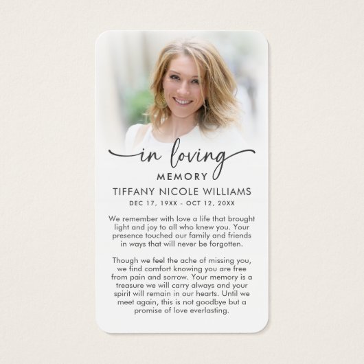 Modern Cross In Loving Memory Prayer Cards (裏面)