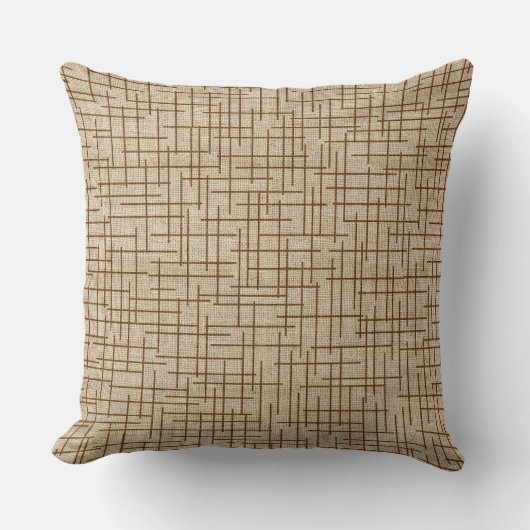Modern Crosshatch burlap texture pattern クッション (正面)