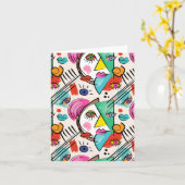 Modern Cubism Abstract Artsy Female Faces カード (黄色い花)