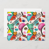 Modern Cubism Abstract Artsy Female Faces シーズンポストカード (正面/裏面)
