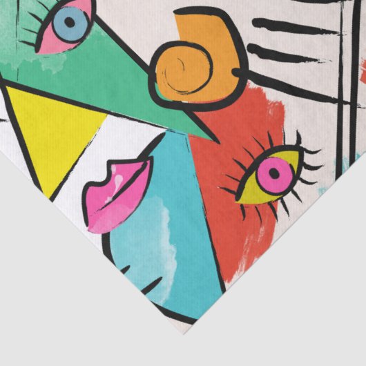 Modern Cubism Abstract Artsy Female Faces 薄葉紙 (詳細)