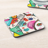 Modern Cubism Abstract Artsy Female Faces Art コースター (左側)