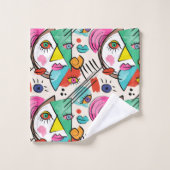 Modern Cubism Abstract Artsy Female Faces Art バスタオルセット (ウォッシュタオル)