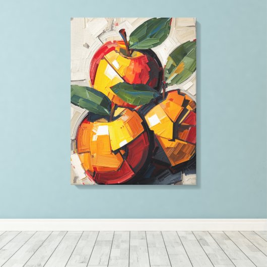 Modern Cubism Apple Canvas Art – Vibrant Abstract  キャンバスプリント (インサイチュ (ウッドフロア))