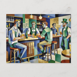 Modern Cubist Irish Pub ポストカード