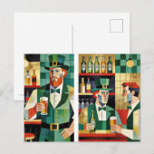 Modern Cubist Irish Pub Art ポストカード (正面/裏面)