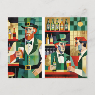 Modern Cubist Irish Pub Art ポストカード