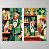 Modern Cubist Irish Pub Poster ポスター (正面)