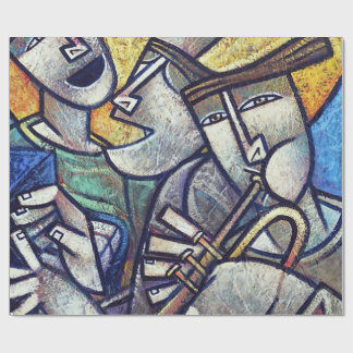 Modern Cubist Jazz Musicians Art Wrapping Paper ラッピングペーパー