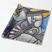 Modern Cubist Jazz Musicians Art Wrapping Paper ラッピングペーパー (アンロールド)