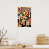 Modern Cubist Pickleball Paddle Ball Art Poster ポスター (キッチン)
