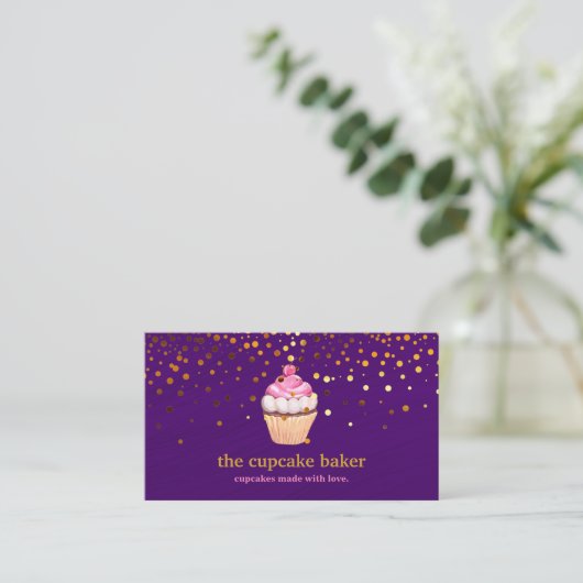 Modern Cupcake Logo Bakery Chef Catering Confetti  名刺 (スタンド正面)