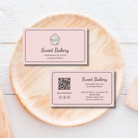 Modern Cupcake Pink Bakery 名刺