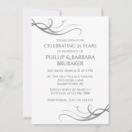 Modern Custom 25th Wedding Anniversary Arch Photo 招待状 (正面)